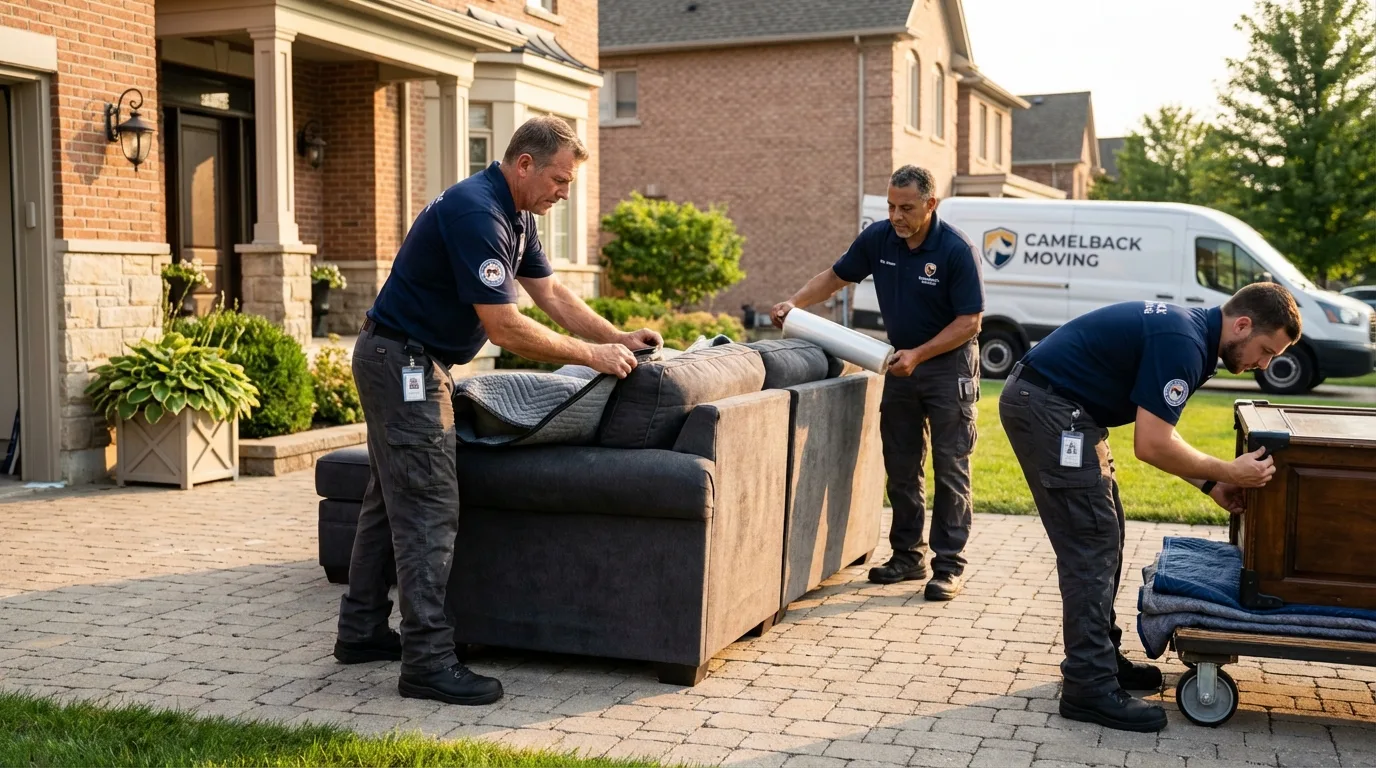 Large estate moving crew wrapping furniture in Hoisington, KS