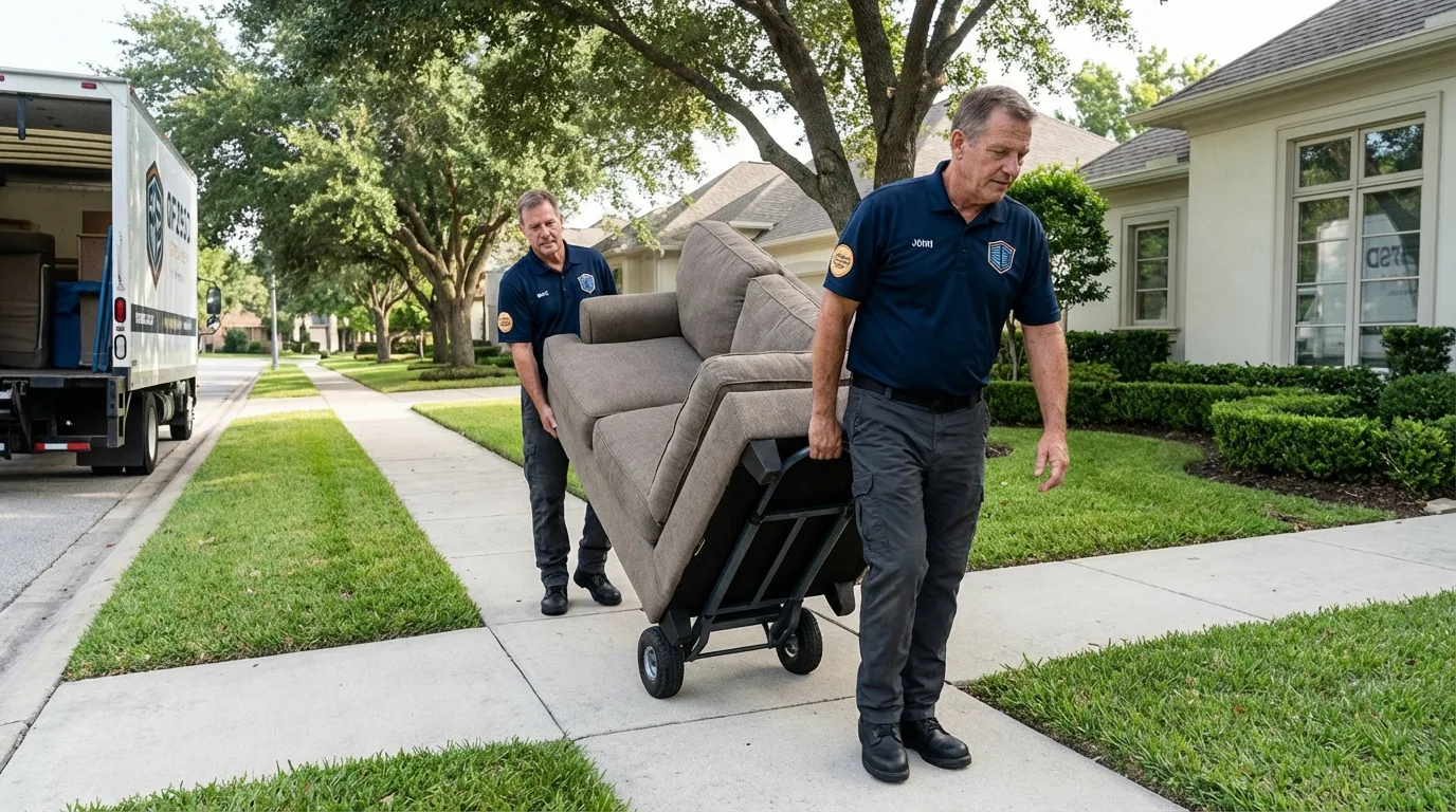 Local residential moving crew loading furniture in Hoisington, KS