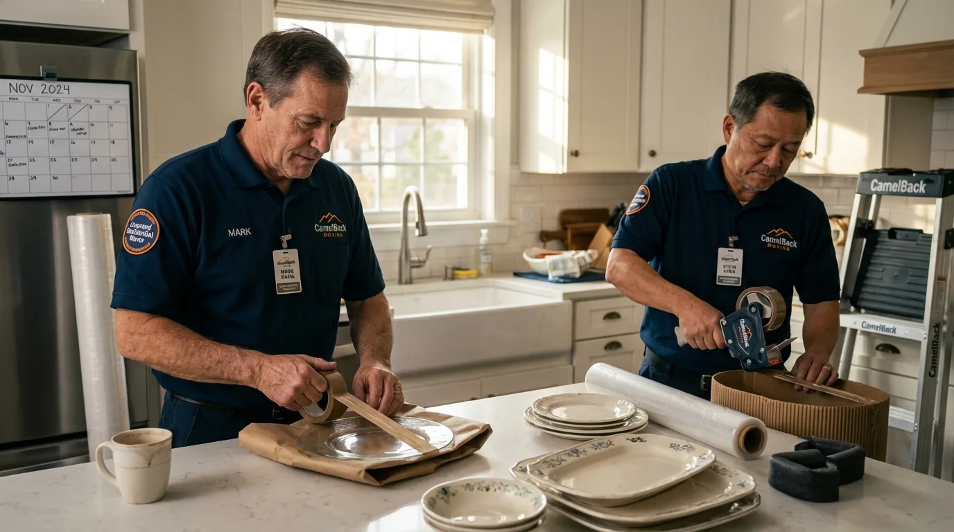 Professional crew packing kitchen dishware in Hoisington, KS